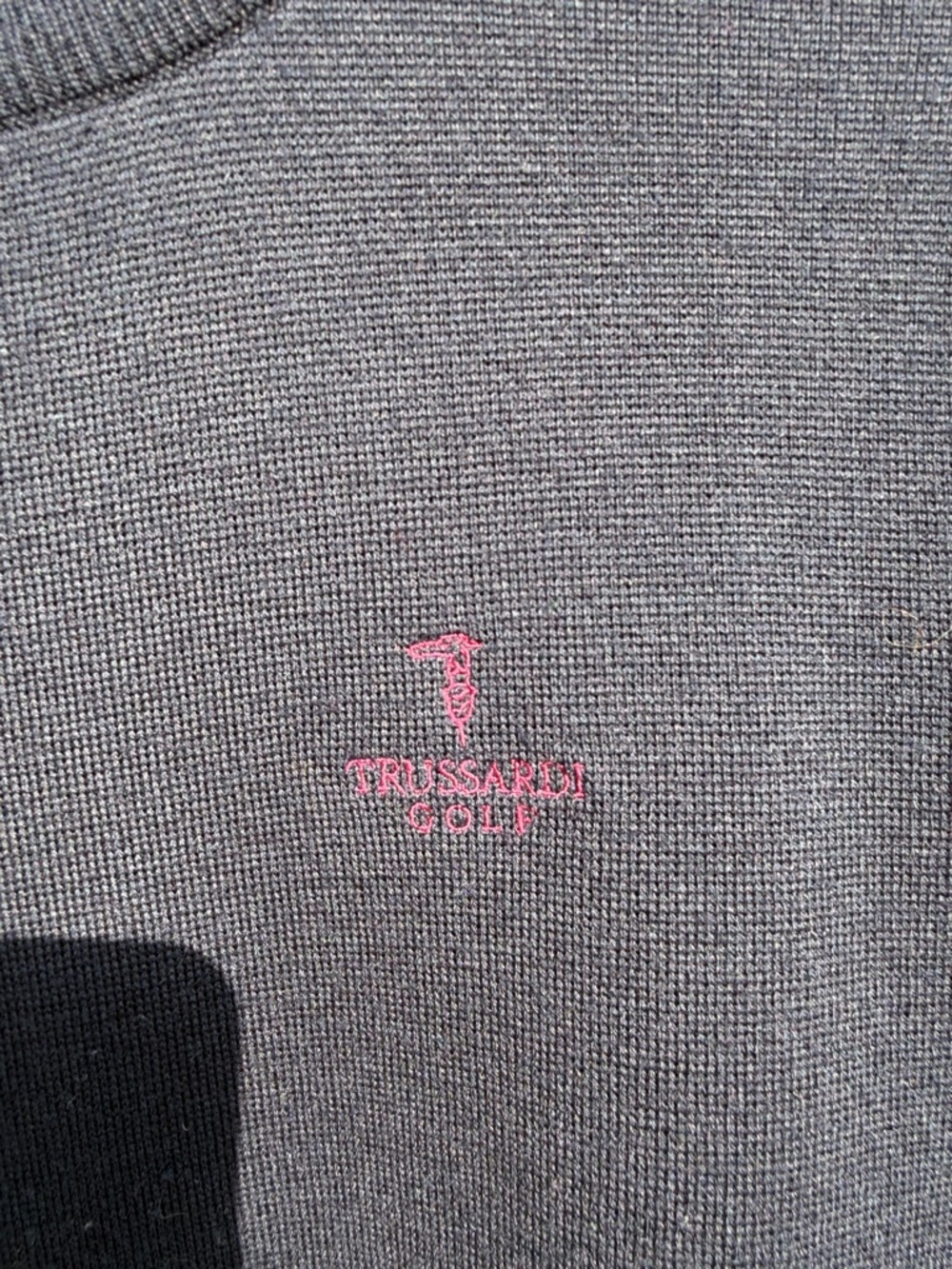 100% Wool Outer Vintage Trussardi Golf Navy Knit Double Layered - Picture 3 of 5
